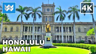 4K Downtown Honolulu in Oahu Hawaii USA  Walking Tour amp Travel Guide 🎧 Binaural City Sound [upl. by Aisul]