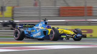 Alonso driving Renault R25 in Abu Dhabi 2020  V10 Sound   some reactions Hamilton Verstappen [upl. by Mclain857]