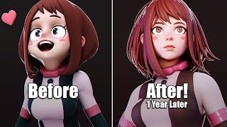 ReSculpting My Old Art  Uraraka Ochako in 3D My Hero Academia  Can You Improve In Only 1 Year [upl. by Anonyw]