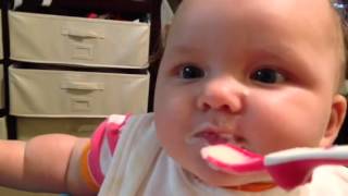 Baby eating rice cereal first time [upl. by Davena]