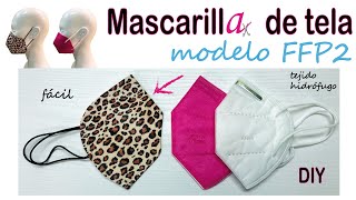 DIY Mascarilla de tela reutilizable modelo FFP2Tejido hidrófugo PATRÓN descargable Paso a paso [upl. by Warfourd]