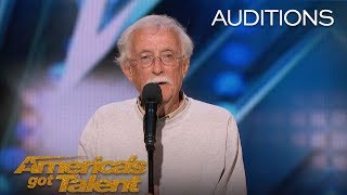 Andy Huggins Senior Comedian Doesnt Let His Age Define His Dreams  Americas Got Talent 2018 [upl. by Ybanrab]