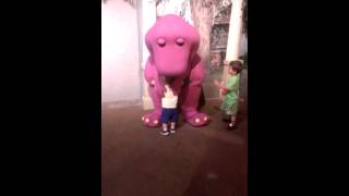 One year old Meets Barney for 1st time [upl. by Addiego]