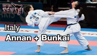 Italy female team  Kata Annan  bunkai  Final 21st WKF World Karate Championships Paris Bercy 2012 [upl. by Heman540]