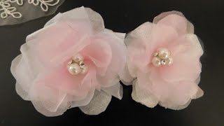 Como hacer flores de tela shantu organza razo etc [upl. by Mera734]