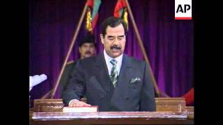 Iraq  Saddam Hussein Sworn In For 7 More Years [upl. by Nwonknu]