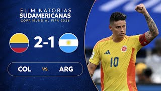 COLOMBIA vs ARGENTINA 21  RESUMEN  ELIMINATORIAS SUDAMERICANAS  FECHA 8 [upl. by Ynor]