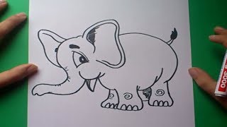 Como dibujar un elefante paso a paso  How to draw an elephant [upl. by Woothen]