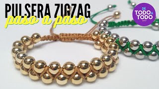 Cómo hacer una pulsera en ZIGZAG con balines o piedras [upl. by Yelsnia833]