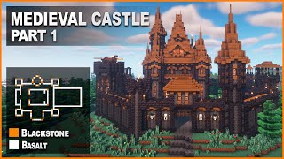 Minecraft How to build a Blackstone Medieval Castle  Tutorial [upl. by Felty385]