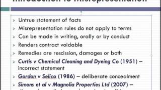 Misrepresentation Lecture 1 of 4 [upl. by Enymzaj]