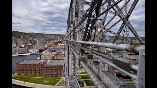 A ride up the South Tower of the Duluth Aerial Lift Bridge special end view of the horns May 1421 [upl. by Ailed]