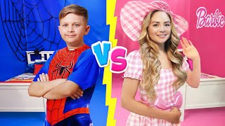 Barbie House VS Spiderman House [upl. by Ahtnama]