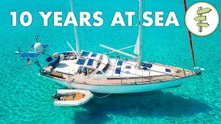 Living on a SelfSufficient Sailboat for 10 Years  FULL TOUR [upl. by Ainiger551]