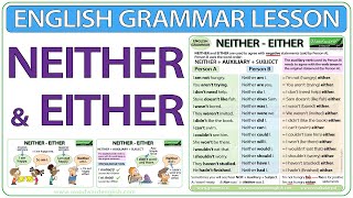 NEITHER  EITHER  English grammar lesson [upl. by Bennie]