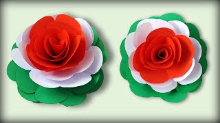 DIY Tricolor Paper Flower Making  Republic Day Craft  Independence Day Craft [upl. by Nortna594]