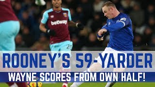 ROONEY SCORES FROM HIS OWN HALF 59YARD STRIKE V WEST HAM [upl. by Rufena]