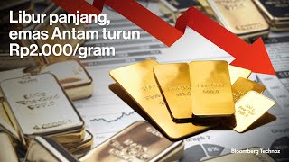 Libur panjang emas Antam turun Rp2000gram [upl. by Yelnahs]