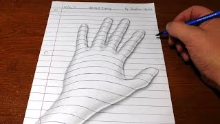 How to Draw a 3D Hand  Trick Art Optical Illusion [upl. by Irme]