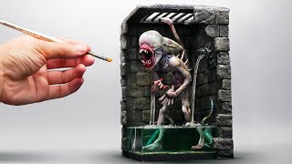 How To Make Alien In Dungeon Diorama  Polymer Clay  Epoxy resin [upl. by Noemys]