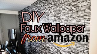 DIY PEEL and STICK  Renter Friendly Faux Brick Wallpaper [upl. by Reifinnej]