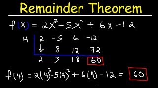 Remainder Theorem and Synthetic Division of Polynomials [upl. by Inalem548]