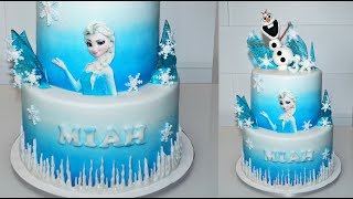 Cake decorating tutorials  how to make an ELSA FROZEN CAKE  Sugarella Sweets [upl. by Walt]