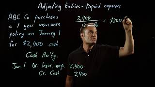 Accounting Fundamentals  Adjusting Entries  Part 1 of 4 Prepaid Expenses [upl. by Yenal]