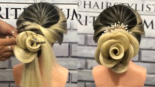 LATEST ROSE BUN  STEP BY STEP HAIRSTYLE TUTORIAL  WEDDING HAIRSTYLE 2021 [upl. by Aivat149]