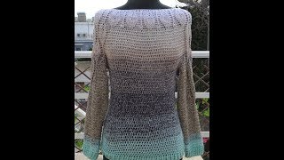 Gehaekelter Pullover mit Blattmuster Teil 1 [upl. by Naraj]