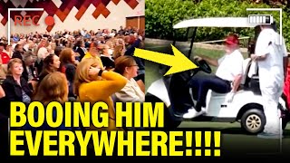 Trump RUNS TO GOLF and GETS BOOED EVERYWHERE [upl. by Erdeid]