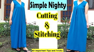 Simple Nighty Cutting and Stitching  Easy Night Dress For Women  Eng Subtitles  Stitch By Stitch [upl. by Riaj]