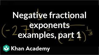 Negative fractional exponent examples  Algebra I  Khan Academy [upl. by Aicena391]