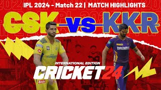 CSK vs KKR  Chennai Super Kings vs Kolkata Knight Riders IPL 2024 Match Highlights Cricket 24 [upl. by Ricoriki]