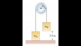 1067 Two masses mA  350 kg and mB  380 kg are connected by a rope that hangs over a pulley [upl. by Annoda]