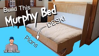 How to Build a Murphy Bed Desk DIY  Study Bed NO KIT or HARDWARE  Murphy Bed DIY [upl. by Jackelyn397]