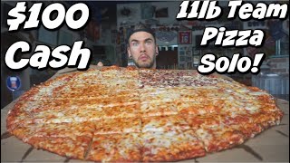 100 11LB TEAM PIZZA CHALLENGE SOLO  California Pizza  Man Vs Food [upl. by Lionel]