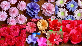 10 Simple and Beautiful Paper Flowers  Paper Craft  DIY Flowers  Home Decor [upl. by Samled]