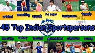 45 Top Famous Indian Sportspersons Names and Pictures  General Knowledge Sports Quiz [upl. by Bruni877]