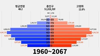 대한민국 인구 피라미드 변화 19602067 [upl. by Quinby]