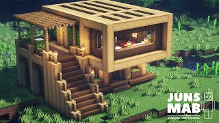 Minecraft How to Build a Wooden House  Easy Survival House Tutorial 123 [upl. by Puri980]