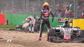 Alonso And Gutierrez Crash  Australian Grand Prix 2016 [upl. by Llenrup814]