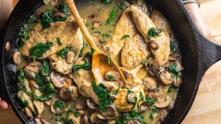 Creamy Garlic Mushroom Chicken  One Pan Recipe [upl. by Thirzi]