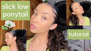 SLEEK LOW PONYTAIL TUTORIAL  trying curly hairstyles  part 2 [upl. by Ostap]