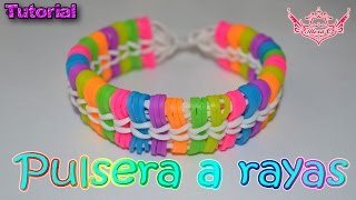 ♥ Tutorial Pulsera a Rayas sin telar ♥ [upl. by Ahtar]