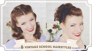 6 Easy Vintage 1950s Back To School Hairstyles CC [upl. by Alisan]