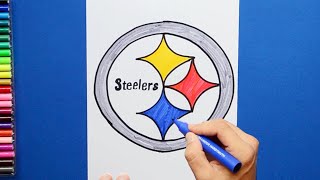 How to draw the Pittsburgh Steelers Logo NFL Team [upl. by Madlin]