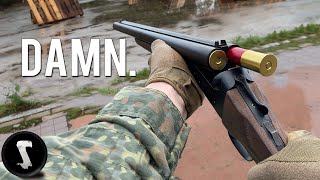 Double Barreled Shotgun vs Airsoft Players FACES [upl. by Noak]